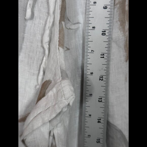 Venti6 Pants Small Womens White Floral Pull On Drawstring Frayed Flowy Relax Fit - Picture 4 of 8